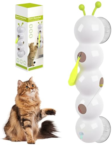 Wusel Wurm Katzen Spielzeug, Interaktives Katzenspielzeug Selbstbeschäftigung mit Wurmdesign, Elektrisch Wurmreiz Smart Motion Haustierspielzeug Wand Fenster Montiert Spielzeug Schwanz für Katzen