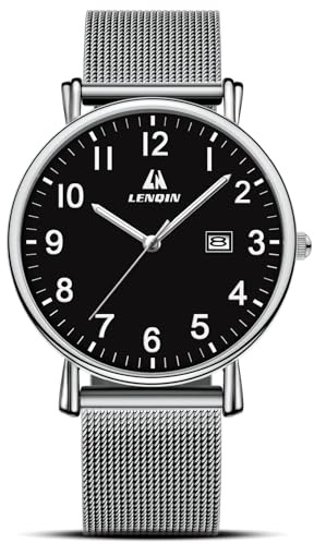 Herrenuhr Analog Quarz Uhren Edelstahl Wasserdichte Casual Armbanduhr