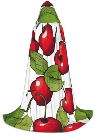 OXKGHHO Bonita capa larga con estampado de cereza roja dulce con capucha, disfraces de vampiro y Halloween, perfecta para juegos de rol y fiestas