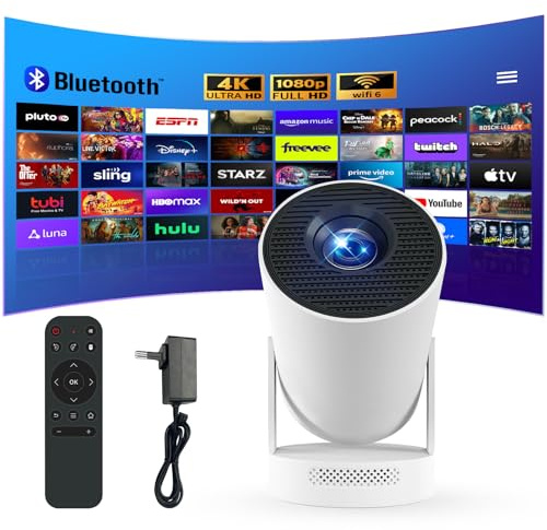 【Oferta por Liquidación】 Mini proyector, 4K 1080P portátil, Equipado con Bluetooth 5.4, Interfaz HDMI, woofer de 5 W, proyector para Coche, Keystone 180°, Compatible con HDMI/TV Stick/Laptop