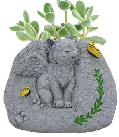 Haustier-Gedenkpflanzer, Haustier-Engel-Gedenkfigur | Katze/Hund Engel Figur Gedenkstatuen Harz Pflanzgefäße - Katzen-/Hundeblumentopf-Pflanztöpfe, Grabsteinskulpturen für Sukkulentenpflanzen