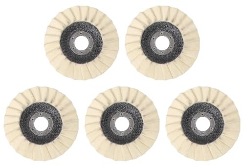 BlissfulAbode Dischi per lucidatura in feltro di lana, 115 mm, set da 5 pezzi, per metallo, marmo, mobili, auto, cera progettata per non lasciare segni di rotazione