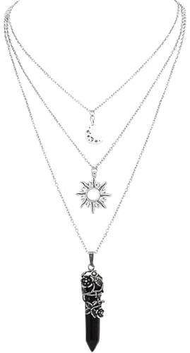Auroriel Gotisch Emo Grunge Halbmond Halskette Mond Sonne Stern Halskette Goth Gothic Halskette Halloween Weihnachten Schmuck Geschenk für Mädchen Frauen