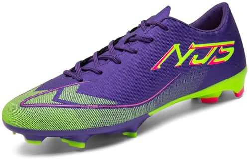 NUTTOPL Zapatos de Fútbol para Hombre Spike Profesionales Atletismo Calzado de Fútbol Turf Adolescentes Zapatillas de Deporte Zapatos de Fútbol al Aire Libre de Competición Púrpura 45 EU