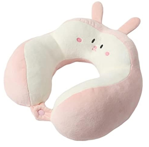 Oreiller de voyage en forme de lapin mignon – Appui-tête doux pour enfants et adultes, coussin de soutien confortable pour le cou pour l'avion, la maison, le bureau et les voyages en voiture