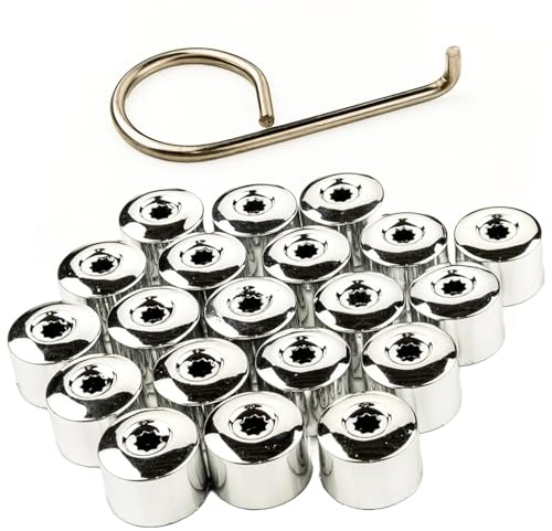 Easy Link 20x Radschraubenkappen 17 mm Chrom Radmutternkappen Universal für Auto Anti-Diebstahl Sperrschraubenkappe Kappen Abdeckungen Abdeckkappen für Schrauben