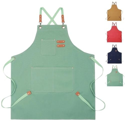 Sumneo Canvas-Schürze für Erwachsene - Berufsschürze mit 3 Taschen, verstellbaren Trägern & Kreuzbindung - Für Küche, Service, Grillen, Malerei.