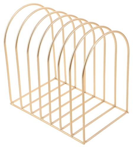 DIKACA Organisateur de Bureau en Fer Doré Petit Format Présentoir à Magazines Semi-circulaire Étagère Compacte pour Rangement de Dossiers et Fournitures de Bureau Chambre