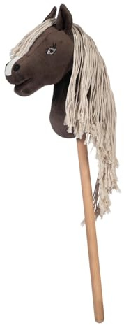 Brama West HKM Hobby Horse - Caballo profesional Slim Line, aprox. 350 g, color marrón con melenas beige