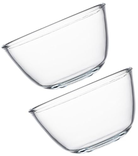 EXHUMKY Tazón Multiusos de Vidrio Transparente 2 Piezas (500 Ml Cada Uno) para Mezclar, Servir Ensaladas y Postres, Apto para Cocina y Vajilla Doméstica