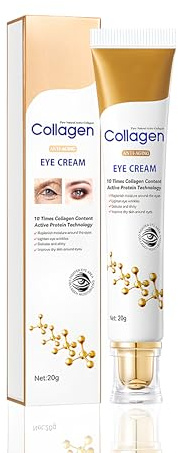 Colágeno Crema para Ojos, Crema Reafirmante Instantánea, Contorno Ojos Antiarrugas, Reafirma e Hidrata, Bolsas y Ojeras, Reduce Arrugas y la Hinchazón, Eye Cream Mujer (1x20ml)