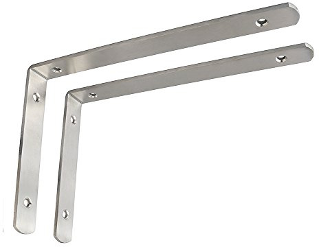 SAYAYO Regalhalterung Edelstahl 2 Stück Gebürstete Regalwinkel 250x146 | Winkel Regal Multifunktionale 90 Grad Wandmontage Metallwinkel für Küchenregal, Dekoregal, Eckregal, Badezimmerregal