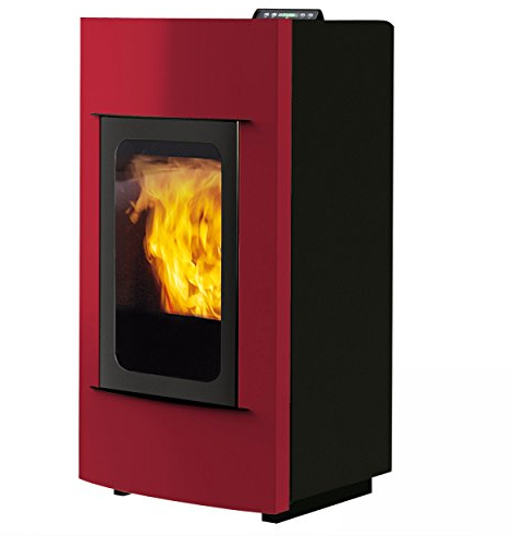 Italiana Camini 1007140 ITC Nelly Più Wasserführender Pelletofen Stahl Bordeaux_Off_Weil_ohne_Kit_RS / A++