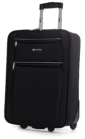 ITACA - Koffer Klein Handgepäck - 4 Rollen - Handgepäck 55x40x20 Leicht und Robust - Reisekoffer Klein aus Hochwertigen Materialien, Schwarz