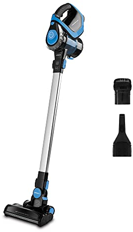 Polti Forzaspira Slim SR100 Escoba Eléctrica Inalámbrica Recargable 2 en 1 con Aspirador Portátil Integrado, Hasta 50 Minutos, Filtro Hepa, Negro y Azul