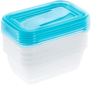 keeeper Set da 5 Contenitori per Alimenti, 5 x 500 ml, 15,5 x 10,5 x 6 cm, Fredo Fresh, Blu trasparente