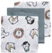 Meyco 457019 Mull/Musselin Spucktücher 3er Set, 30x30cm ANIMAL-UNI Stone Green-Weiss