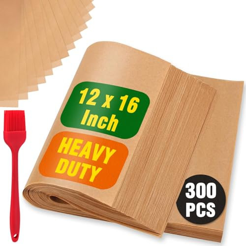 OAMCEG Backpapier Pergamentpapier 300 Stück 30,5 × 40,6 cm – Antihaft, ungebleicht, ofenfest, hitzebeständig – Perfekt für Backen, Kochen, Braten, Geschenkverpackung, umweltfreundlich
