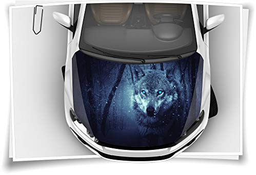 Medianlux Motorhaube Auto-Aufkleber Wolf Wildnis Schnee Nacht Augen Steinschlag-Schutz-Folie Airbrush Tuning Car-Wrapping Luftkanalfolie Digitaldruck Folierung