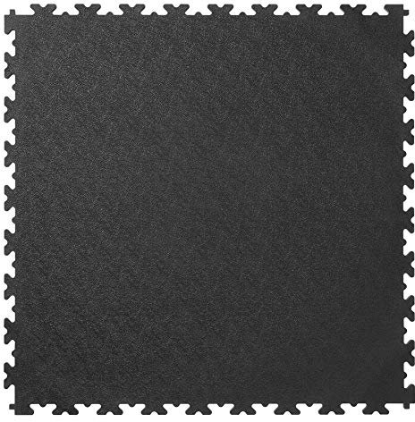 Heavy Duty Garage Flooring - 4 Tiles of PVC Interlocking Floor Tile, Gym Matting (497 x 497 x 7mm) (Black)