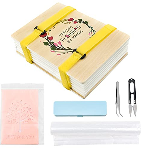 WANDIC Blumenpresse-Set, Holzkunst-Set, Pflanzenpresse, Buch, Blumenpresse, Blätter, Press-Set für Heimwerker, Trockenblumen, Kunsthandwerk im Freien Lernen (S)