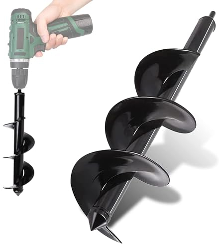 FISHTEC Trivella per Trapano Ø90mm x 25cm – Punta in Acciaio per Giardinaggio – Scava Buche Velocemente per Piante, Fiori, Alberi, Arbusti e Pali