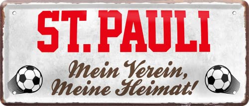 schilderkreis24 – Fußballschild St.Pauli “Mein Verein, Meine Heimat!“ Deko Garage Artikel Sport Verein Geschenkidee Club Weihnachten Fußball Fan Liebhaber Begeisterte 28x12 cm