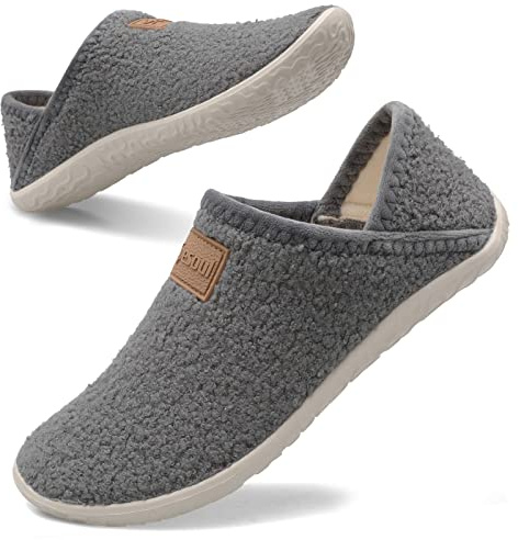 Spesoul Fuzzy House Slippers for Women Men Indoor Closed Back Lightweight Cozy Faux Furry Lining Barefoot House Shoes Slipper Socks for Bedroom Home Office Yoga Outdoor Walking Shoes 6.5-7.5 Women/5-5.5 Men