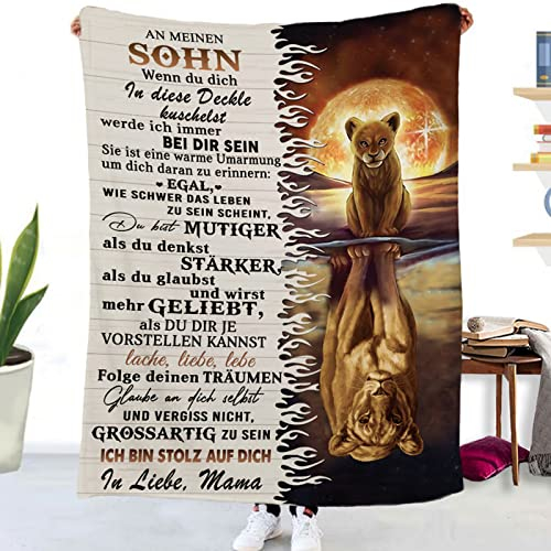 Tospass Kuscheldecke Personalisierte Decke An Meine Sohn Von Mama Flanell Briefdecke Positiv Ermutigen Nachricht Brief Tv-Decken Geschenk Geburtstag Weiche Fleecedecke für Sofa Reisen 150x220 cm