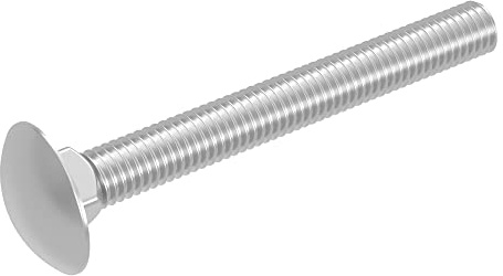 SECCARO Låsskruv M6 x 55 mm, rostfritt stål V2A VA A2, DIN 603/ISO 8677, platt runt huvud med fyrkantsfäste, full gänga, 20 stycken