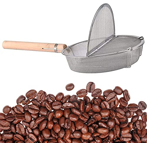 MNSSRN Tostatore della Rete del Chicco Tostato del caffè, Torrefattore Inossidabile del Dado Tenuto in Mano della Rete del Chicco, Torrefattore del caffè Domestico, Adatto per La Stufa Gas