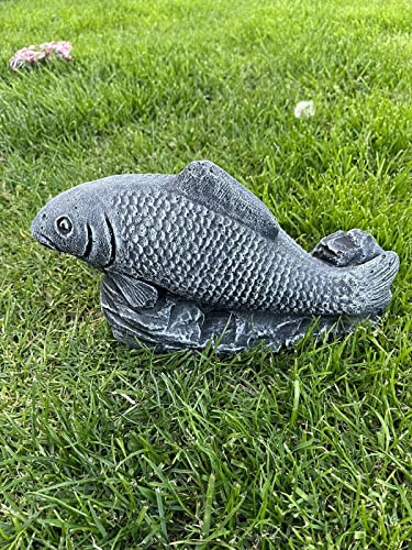 OLOMA Koi-Fisch-Statue Gartendekoration Betonfisch Miniatur Outdoor Zementskulptur Steinkunst Dekor Geschenk Figur für Fischliebhaber Betonfische Miniatur See Haus Dekor Stein Fisch Statue