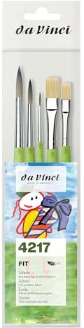 da Vinci, FIT Synthetics & Synthetics Bristle, Set, 5 Pinsel, Geschmeidige Synthetikfasern, Acryl, Aquarell, Öl, Tempera, Für Hobby & Schule Made in Germany, Größe 2, 6, 12, 8, 12 | Enthält 5 Pinsel mit Synthetikfasern und Synthetikborsten in verschiedenen Formen für vielseitige Maltechniken.
