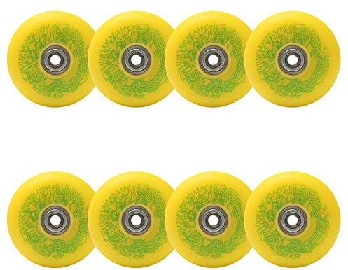 JHKJ Inline-Skate-Räder, die Outdoor-Sport gleiten, 76 mm 80 mm, langlebig, verschleißfest, PU-Ersatzräder mit Lagern (Packung mit 8 Rädern),Grün,76mm