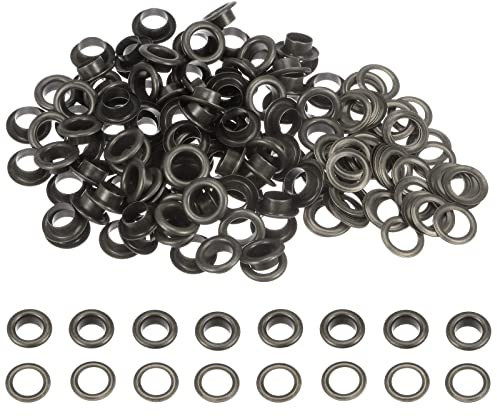 sourcing map 100 Satz 8mm Loch Tüllen Ösen Set Runde Metallösen mit Unterlegscheiben für Scrapbooking Schuhe Kleidung Leder Canvas Tasche DIY Planen (Dunkel Grau)