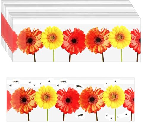 CLDURHGE Confezione da 30 strisce adesive in carta moschicida per finestra interna, motivo floreale, per catturare mosche, calendula