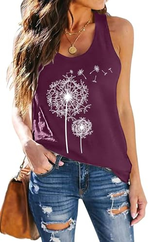 hohololo Damen Tank Top Mit Pusteblume Frauen Sommer Freizeit Tanktops Frau ÄRmellos Oberteile