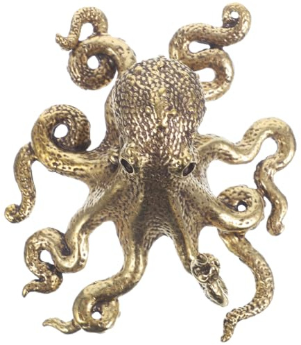 Luxshiny Messing Oktopus Figur 2.24In Realistische Desktop-Oktopus-Skulptur Kreative Tischdeko Für Wohnzimmer Büro Geschenkidee