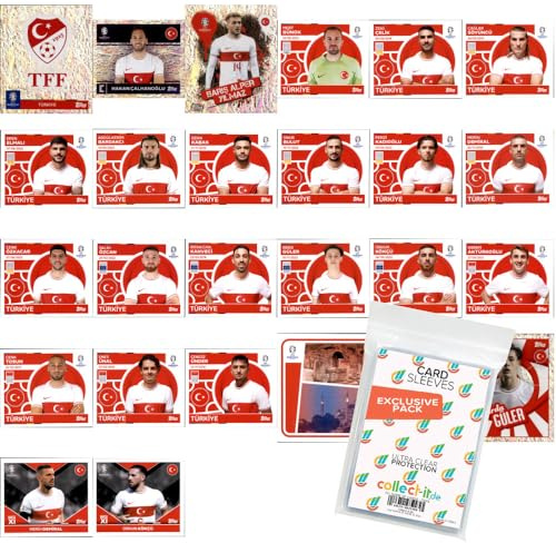 Bundle mit UEFA EURO 2024 Germany - Sammelsticker - Mannschaftspaket - Türkei + Exklusive collect-it Hüllen