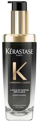 KERASTASE Chronologiste - Huile Capillaire Parfumée - Rose de Thé, Bois Légers & Musc - Nourrit & Revitalise - Infusée à l'Extrait de Myrrhe - Flacon Rechargeable - Tous Types de Cheveux - 75 ml