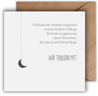 Trauer Karte mit Umschlag - einfühlsame Trauerkarte Der Sichel mit Spruch aufrichtige Kondolenzkarte besinnliche Beileidskarte Gedenkkarte Beileid Trauerfeier Beerdigung Anteilnahme (125 x 125 mm)