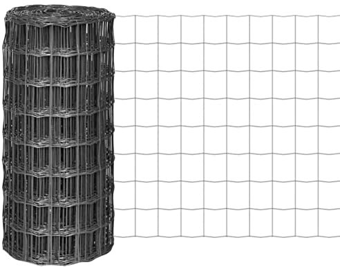 ShGaxin Eurozaun, Maschendrahtzaun, Zaunpfosten, Zaun Garten, Gartenzaun Komplettset, Gartenzäune, Katzenzaun, Hühnerzaun, Stahl 25 x 0,8 m Grau