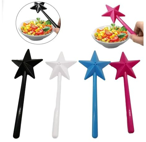 Saliera E Pepiera, Dispenser Ricaricabile Per Bacchetta Magica a Forma di Pentagramma con Fori(Nero)
