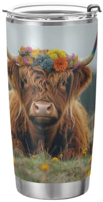 JUMBEAR Bicchiere da 590 ml, bellissimo bicchiere in acciaio inox con isolamento sottovuoto, per acqua e caffè, a doppia parete verniciata a polvere, a prova di fuoriuscite, tazza termica per casa