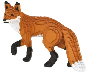 BlueBrixx Fuchs Diamond Blocks, 2632 Bausteine, Waldtier | Vulpes vulpes, weiße Schwanzspitze, schwarze Läufe und Ohren, gesenkte Kopfhaltung, Waldtier, für Sammler, 107716