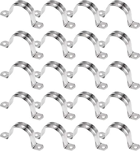 Round Bars Hose clamp 304 Stainless Steel Two Hole U-Tube Clamp Connecting Ring Hose Clamp Suitable for Fixing Pipe or Cable 20 Pcs (OneColor M160)