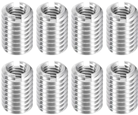 sourcing map 8Pcs Threaded Inserts, M5-0.8x12 & M8-1.25x12 Stainless Steel 303 Screw Thread Sleeves Thread Repair Insert for Mechanical Equipment