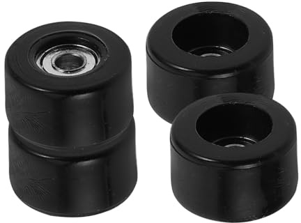ibasenice Accessoires de Skateboard pour Roues Professionnelles à Doigts, 4pcs Roues Noires en Acier Inoxydable et Plastique avec Roulements, Roulage Rapide et Décoratif
