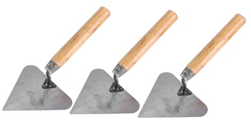 WHAMVOX 3pcs Triangle Concrete Trowel Stainless Steel Trowel Wooden Handle Bricklaying Knife for Drywall Tools Finishing
