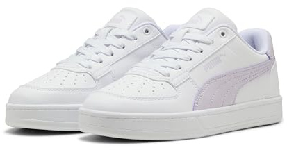 PUMA Zapatillas Deportivas, Blanco con Detalles Lila, Suela de Goma, Color blanco., 39 EU